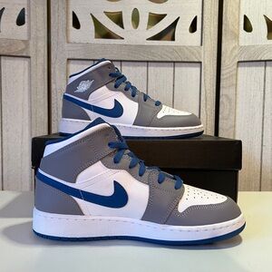 SOLD Jordan 1 Mid GS | Size 5.5Y / Women’s 7 | Cement and True Blue